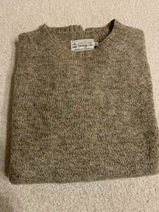 美品　INVERALLAN（インバーアラン）/SHETLAND CREWNECK SWEATER（シェットランドセーター）マッシュルーム　42