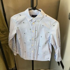 RALPH LAUREN ラルフローレン　キッズ　ブラウス　ストライプ　サイズ7(130相当) ブルー　青