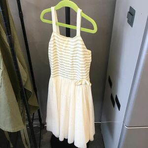 PETIT BATEAU プチバトー　子供服　フリルワンピース　12ans 152cm ボーダー　星柄　ベージュ