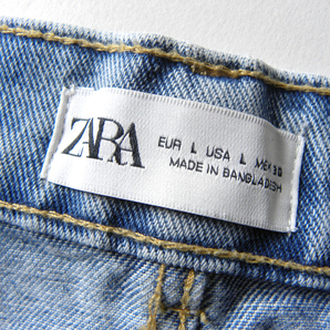 ザラ ZARA ヴィンテージ感漂う色味が可愛い コットン100% ミディ丈デニムスカート 大人カジュアル ウォッシュ加工 EUR/L l0328-20の画像4