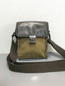 DIESEL ディーゼル キャンバス×レザー ショルダーバッグ カーキ