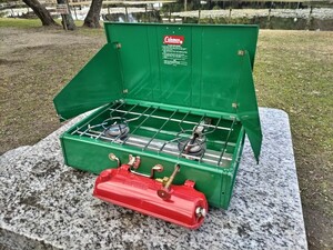 1973年2月製造 ビンテージ 貴重 丸形五徳仕様 Made in USA　Coleman Two Burner 413G4199 コールマンツーバーナー 点火確認済