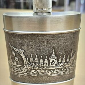 送料520円 PEWTER THAILAND 錫 スキットル ピューター 携帯用ウィスキーボトル TIN97% 金属工芸 錫製品の画像1