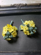 ESMR ハンドメイド レース編み ピアス イヤリング 菜の花 黄色_画像2