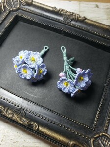 ESMR ハンドメイド レース編み ピアス イヤリング アクセサリー 勿忘草