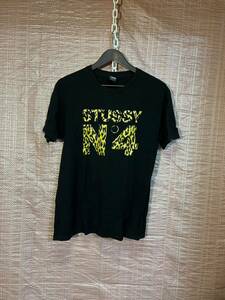 ステューシー　STUSSY レオパードプリントTシャツ　MEDIUM 黒　ブラック　/ メンズブランド　ストリート　オールド古着　廃番　1円