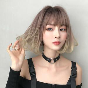 350 wig medium Short Bob glate pink Brown heat-resisting 