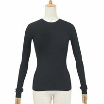 セオリー 美品 リブニット カットソー 黒 ブラック S 定1.4万 7301724 レーヨン ポリエステル WOOSTER CREPE KNIT BASIC CREW Theory ◆H3_画像1