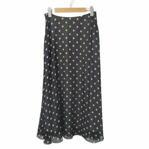 セオリー 美品 ドット柄 フレアスカート 黒 ブラック 2 定3.9万 9107008 シルク100％ POLKA DOT SILK VOLUME SKIRT FL Theory ◆H3