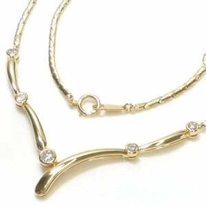 J◇K18【新品仕上済】ダイヤ 0.55ct ネックレス イエローゴールド 18金 ダイヤモンド 5粒 チェーン diamond yellow gold necklace