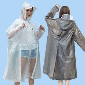 [Aonway] レインコート ロングレインポンチョ 雨具 防風防水 防塵防雪 レインウエア 収納袋付 男女兼用 ホワイト　サイズXL