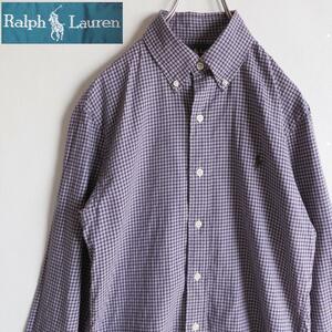 ラルフローレン RALPH LAUREN ボタンダウンシャツ スリムフィット 紫　S　170/92A（日本サイズM～L位）