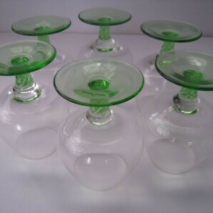 ブランデーグラス ６pac 250ml Made in スロバキア グリーン グラス6客  未使用品 サイズ：口径5×H11㎝ /21N12.21-43の画像8