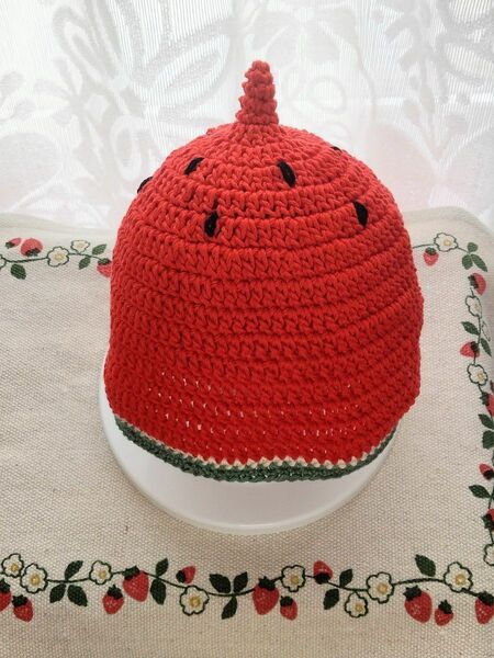 スイカ 帽子 コットン100% ハンドメイド ハンドメイド