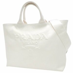 PRADA(プラダ) ロゴ トートバッグ 2way ショルダー 肩掛け ハンド DRILL キャンバス BIANCO ホワイト白 1BG395 40601112854【アラモード】