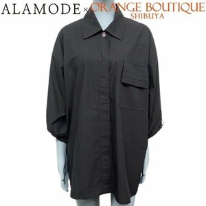 HERMES( Hermes ) over shirt blouse tops 7 minute sleeve draw -stroke ring 34 black black 40802066135[ used ][ a la mode ][SALE]