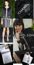 78万 シャネル ジャケット 2021 CHANEL 黒 21S ブラック シルバー メタリック トリム シルク ノーカラー 新品同様 34_画像2