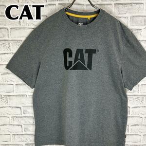 CAT キャタピラー センターロゴ 重機 工事 企業 Tシャツ 半袖 輸入品 春服 夏服 海外古着 企業 会社 工事 ショベルカー ブルドーザー