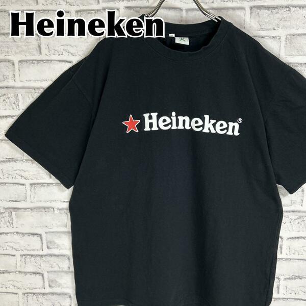 Heineken ハイネケンビール センターロゴ 企業 Tシャツ 半袖 輸入品 春服 夏服 海外古着 会社 企業 酒造 シンプル