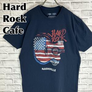 Hard Rock Cafe ハードロックカフェ ナッシュビル テネシー 星条旗 ギター Tシャツ 半袖 輸入品 春服 夏服 海外古着 会社 企業 レストラン