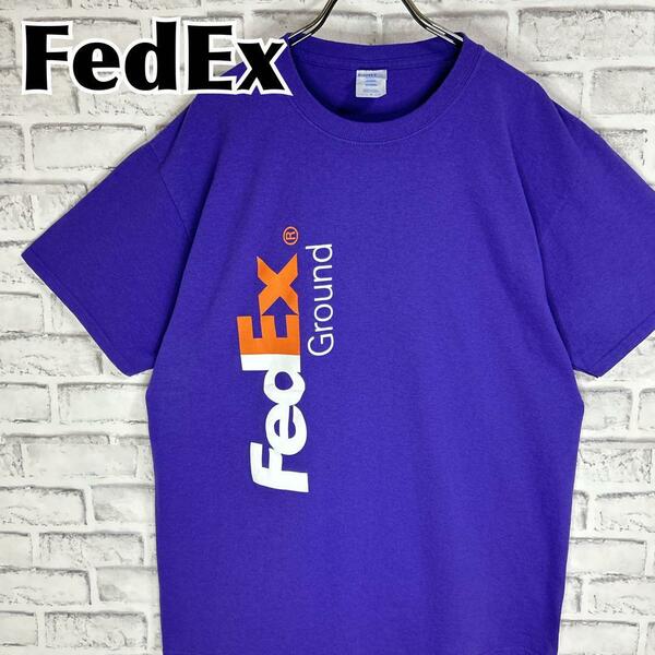 FedEx フェデックス グラウンド 両面デザイン 縦ロゴ Tシャツ 半袖 輸入品 春服 夏服 海外古着 企業 会社 運送 配送 輸入 輸出 クーリエ