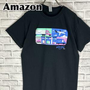 Amazon アマゾン プライムデイ イラスト 企業 Tシャツ 半袖 輸入品 春服 夏服 海外古着 会社 通販 配送 輸送 配達 トラック 飛行機