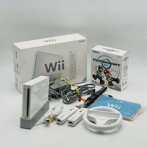 Wii ニンテンドー 箱説付き マリオカートハンドルセット ホワイト 白 任天堂 NINTENDO ウィー 通電確認済み○