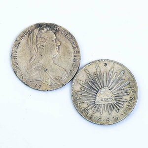 メキシコ 8レアル銀貨 1879年 オーストリア 1ターレル銀貨 マリアテレジア銀貨 1780年 古銭 プルーフ 硬貨 コイン 2枚セット #35345
