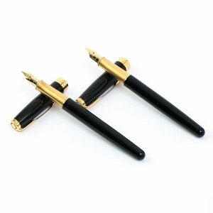 PARKER パーカー SONNET ソネット 万年筆 ラックブラックGT Fニブ 細字 18K 750刻印 筆記用具 文房具 2本セット #36058