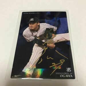 カルビー プロ野球チップス ヤクルトスワローズ 小川泰弘 金箔サインカード 2018年