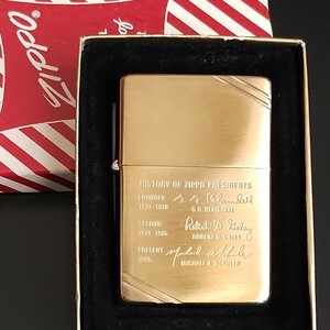 ZIPPO 真鍮 歴代社長署名 サイン HISTORY OF ZIPPO PRESIDENTS レア ヴィンテージ 1932-1987 ジッポー 刻字 未使用保管品 SOLID BRASS