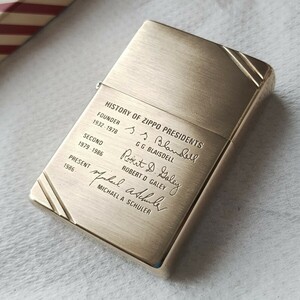 ZIPPO ジッポー ケースのみ 真鍮 歴代社長署名サイン HISTORY OF ZIPPO PRESIDENTS 希少 ヴィンテージ 1932-1987 未使用保管 BRASS