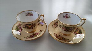 Queen's English FineboneChina カップ&ソーサー2客セット 美品 アンティーク 昭和レトロ コレクション 紅茶 コーヒー