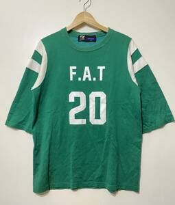 ★ FAT ナンバリング フットボール Tシャツ SKINNY 緑 グリーン コットン レーヨン トップス 5部袖 プリントT