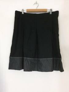 V hicole hillerhikoru common - front pleat entering wool skirt 4 black × gray two-tone color made in Japan 