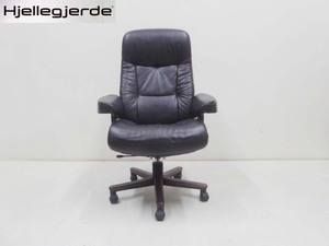 美品 IDC大塚家具■Hjellegjerde　イエリアーダ■SCANSIT 本革レザー デスクチェア エグゼクティブチェア 役員チェア