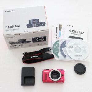 Canon EOS M2 ミラーレス一眼カメラ キャノン ボディ ミラーレス一眼 ミラーレス EF-M 元箱付 ジャンク パーツ取り レッド ピンク カメラ