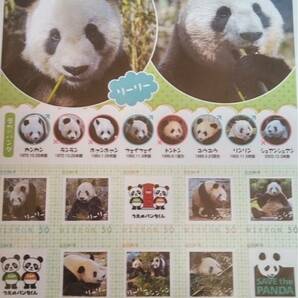 恩賜上野動物園 リーリー＆シンシン ポストカード シール 50円×10枚 パンダ フレーム切手の画像1
