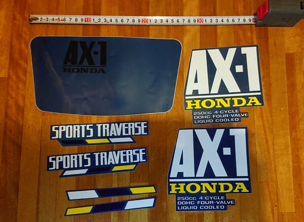 Honda AX-1　デカール　ステッカー　（ブルー・青）　セット　7点