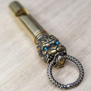 G02 yellow copper Monkey King whistle brass pipe crime prevention disaster prevention . protection antique Vintage key holder [ free shipping ]
