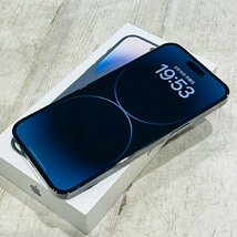 【1円出品】中古 SIMロック解除(SIMフリー) au ○判定 iPhone 14 Pro Max 256GB MQ9A3J/A スペースブラック バッテリー89% 本体_画像1