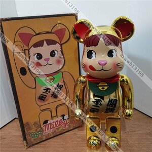 BE@RBRICK 招き猫 ペコちゃん 金メッキ弐 不二家 ベアブリック bearbrick コラボ MEDICOM TOY 400% メディコム トイ