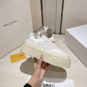 メゾンマルジェラ Maison Margiela MM6 本革 シューズ レディース 白 靴 厚底 疲れない カジュアル shoes レースパップ 240mmの画像7