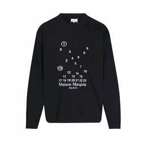 Maison Margiela / メゾンマルジェラ MM6 長袖 tシャツ メンズ レディース 黒 oversize ナンバーロゴ ファッショントップス Lサイズ