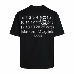 Maison Margiela メゾンマルジェラ MM6 半袖 tシャツ 簡約 メンズ レディース カジュアル 普段着 トップス 黒 Lサイズの画像2