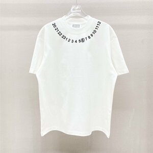 Maison Margiela(メゾン マルジェラ) MM6 半袖 tシャツ ネックナンバリング Tシャツ ファッション ホワイト カットソー Mサイズ