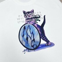 Maison Margiela mm6 メゾン マルジェラ キャット＆グリッター プリント Tシャツ 半袖 ホワイト カットソー Lサイズ_画像5