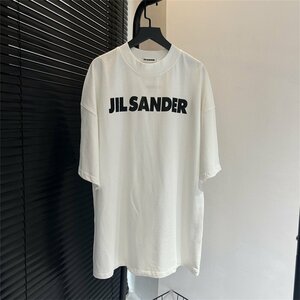 jil sander ジルサンダー 半袖 tシャツ おしゃれ ホワイト 簡約 オーバーサイズ ロゴコットンTシャツ