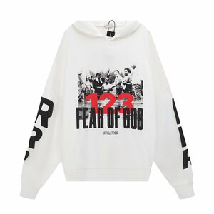 【FEAR OF GOD】X RRR 123 パーカー 男女兼用 フーディー ホワイト トップス 長袖 Lサイズ