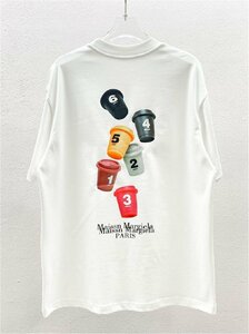 Maison Margiela mm6 メゾン マルジェラ 半袖 Tシャツ コーヒーコップ プリント カットソー 白 ユニセックス Lサイズ